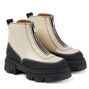 Ganni Leather Ankle Boots